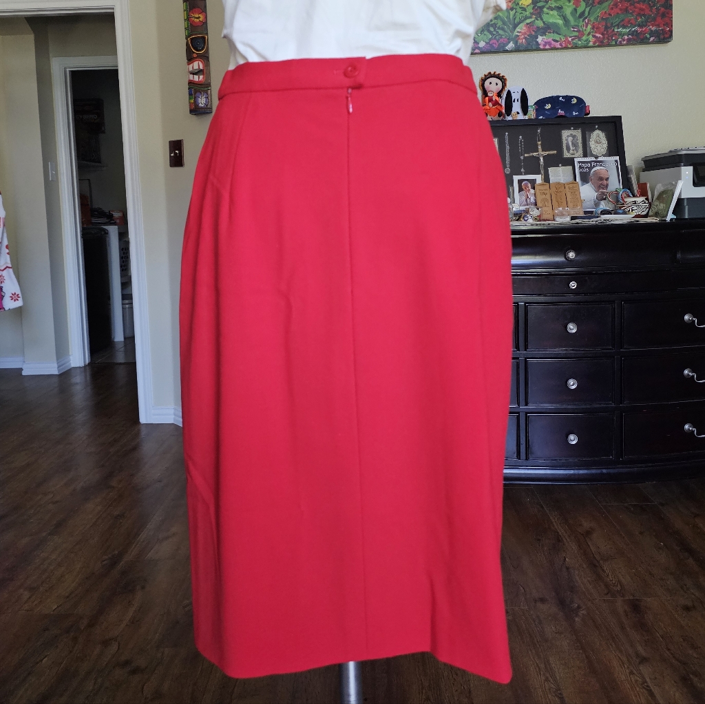 Escada Vibrant Red Midi Skirt